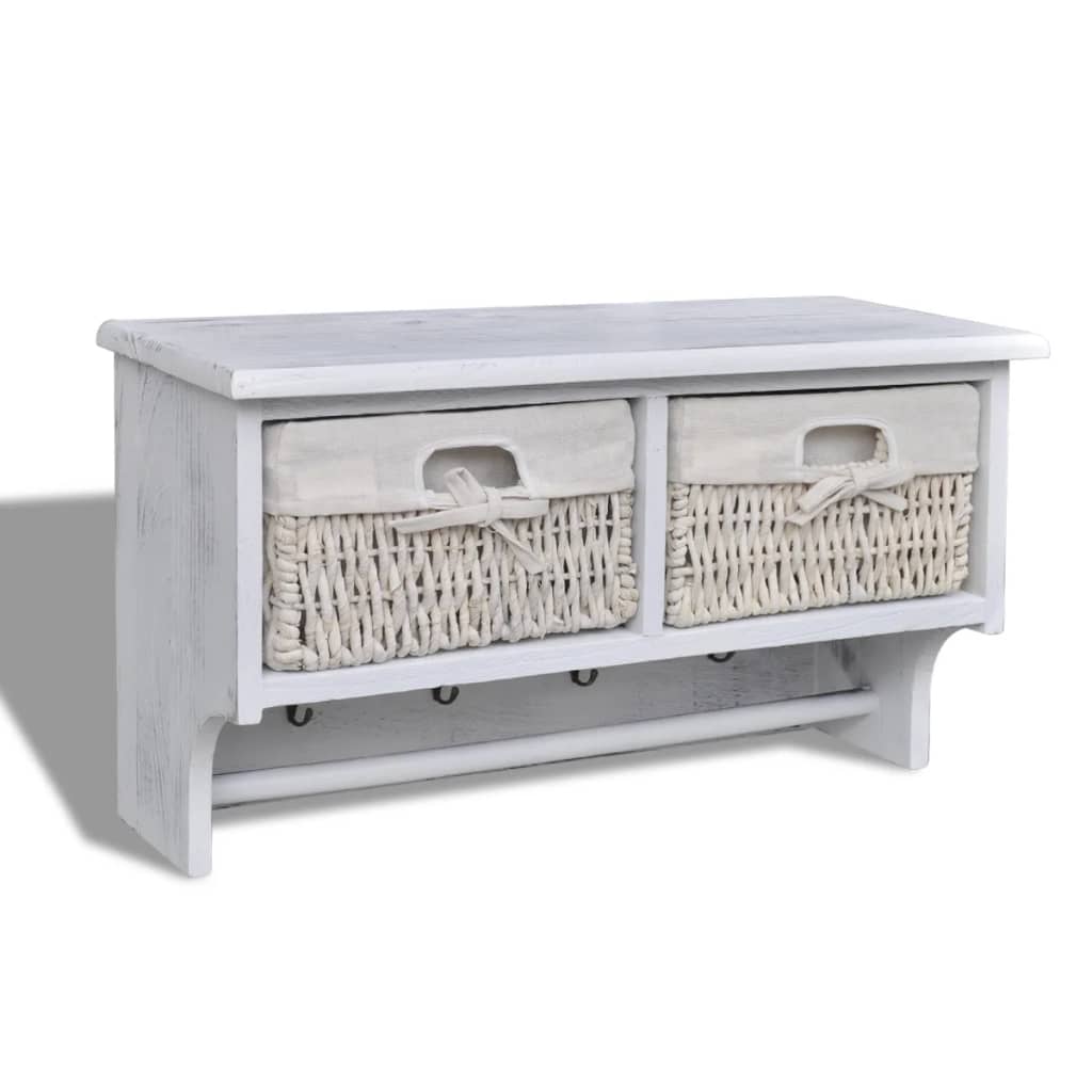 vidaXL Prateleira de parede 60x23,5x33 cm madeira de paulownia branco